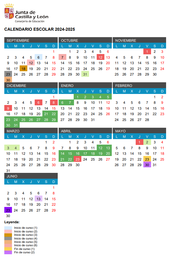 CALENDARIO ESCOLAR 24-25